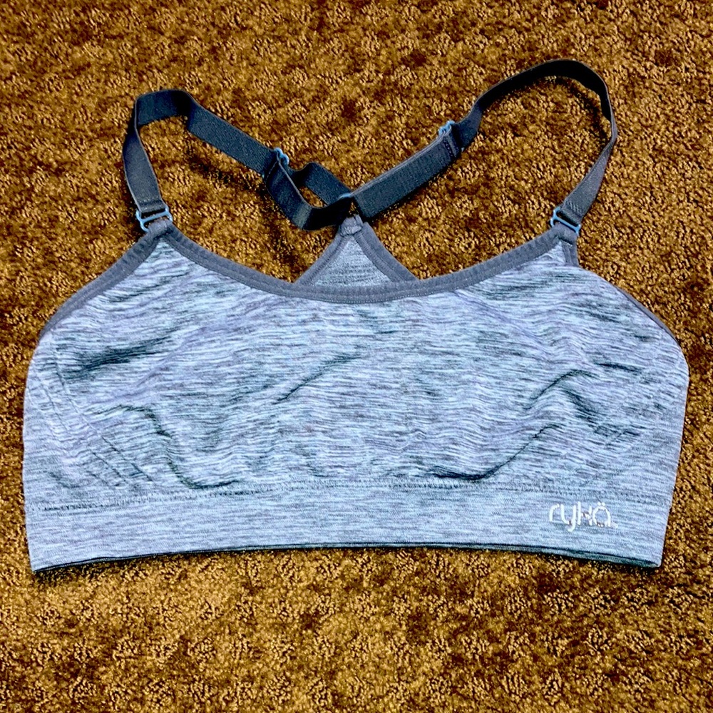 Ryka stretch athletic bra size Large EUC racer back gray
